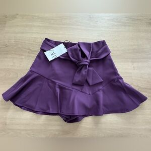 NWT Zara Deep Plum Tie-Waist Skort (Size small)